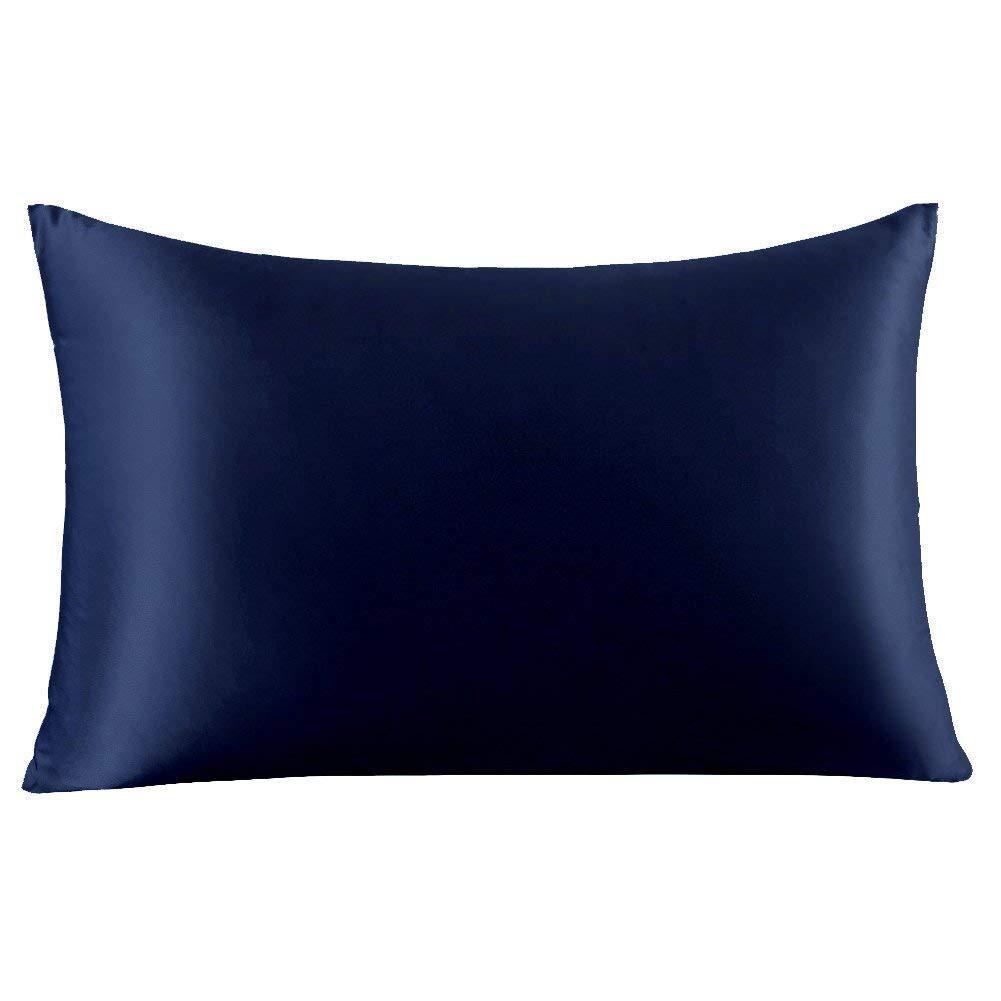 Silk Satin Zipper Pillowcase Navy