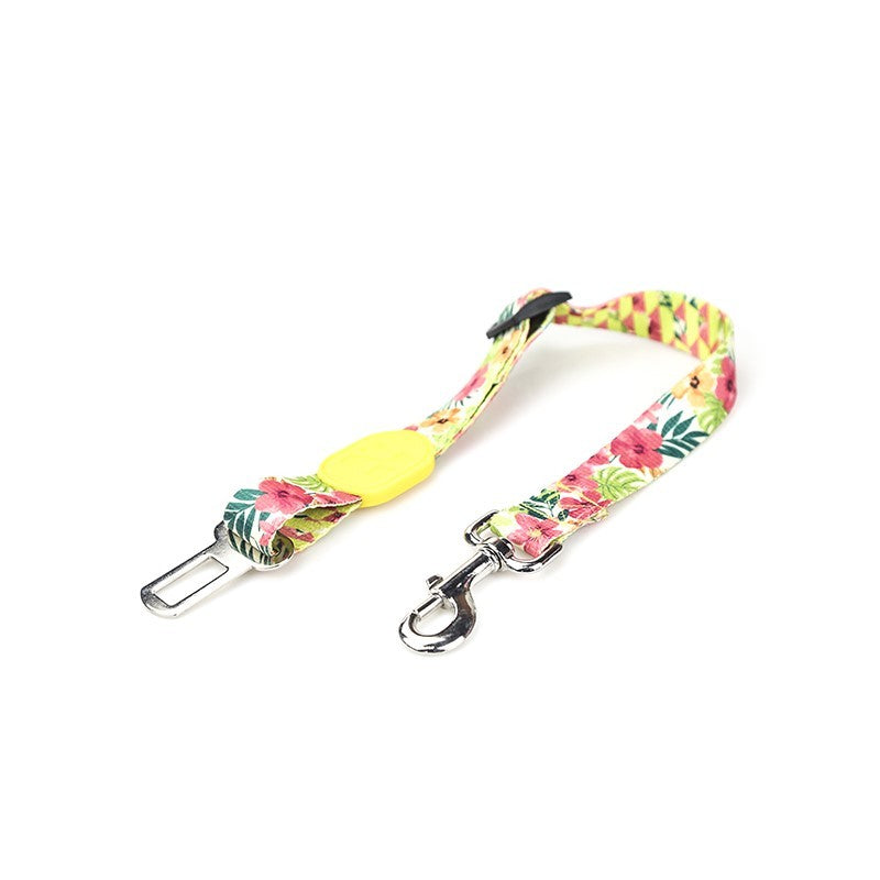 Adjustable dog car seat belt Flower