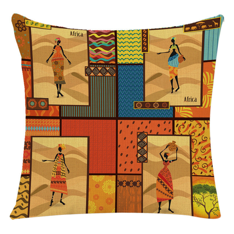 African Woman Housewares Bed Cushion Cover Car Pillow E 45*45cm