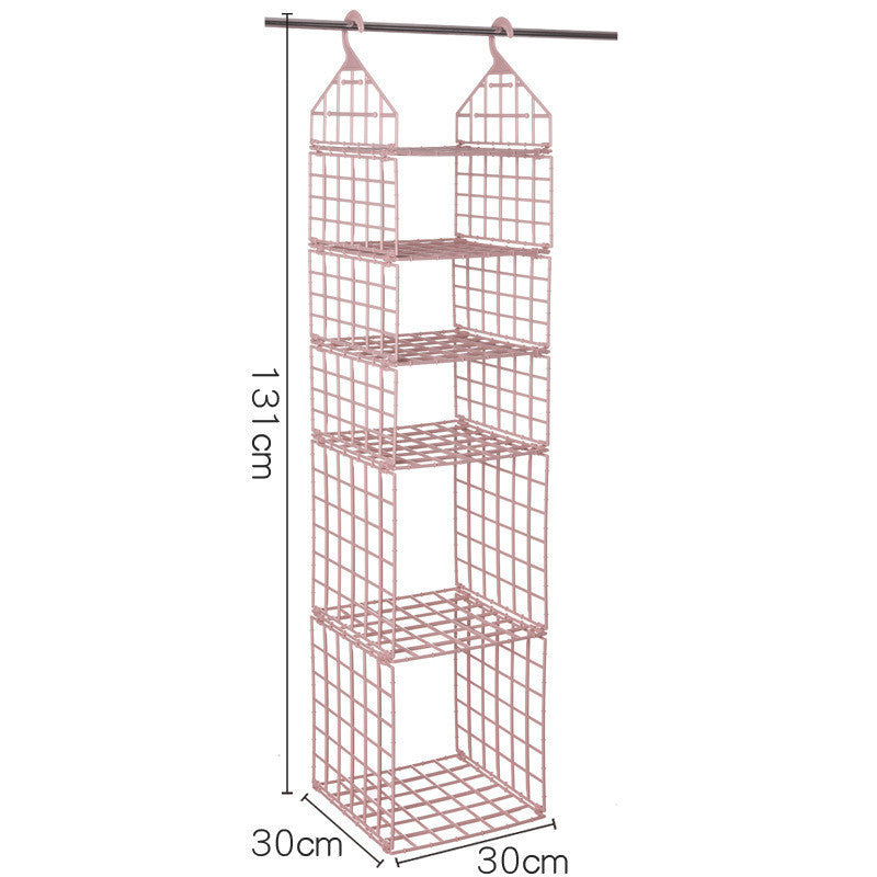 Foldable Space-saving Combination Hanging Clothes Storage Rack Pink 3 Style