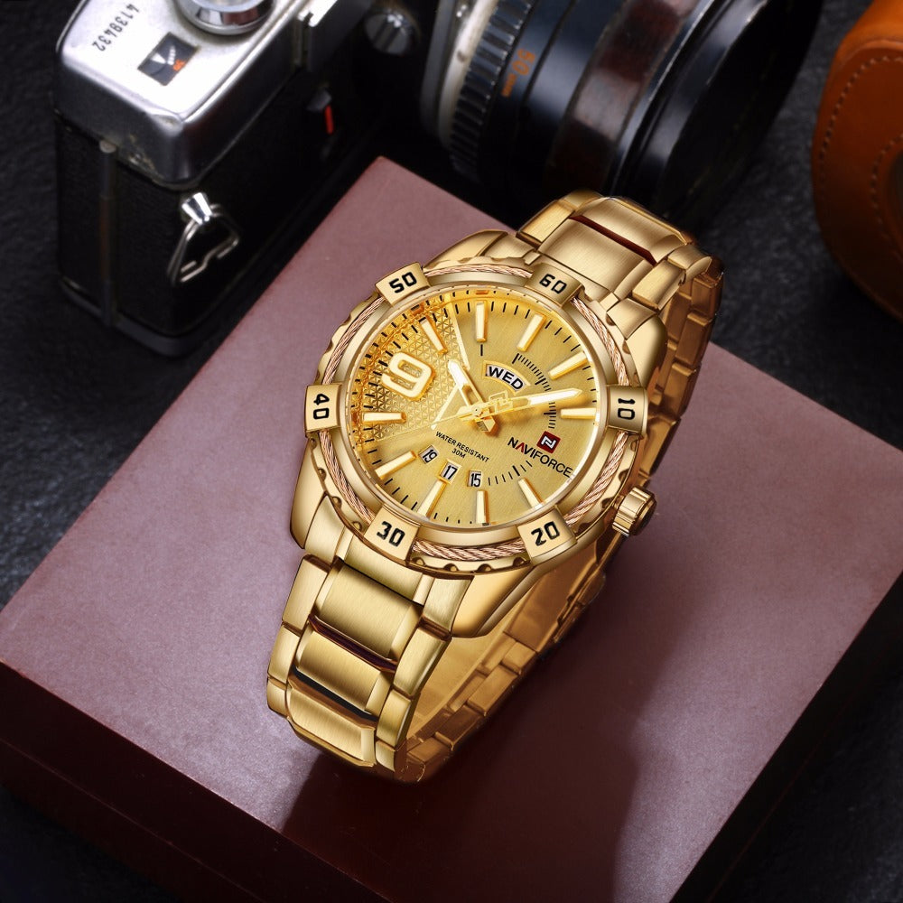 Waterproof quartz watch men's watch Gold