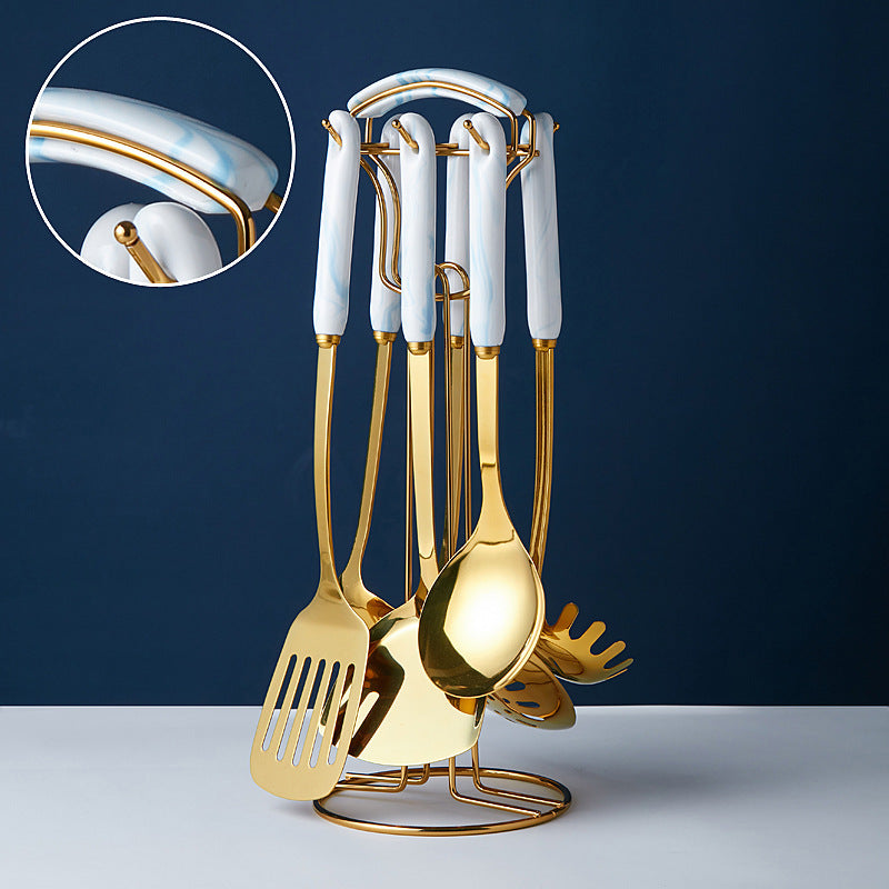 Creative Marble Ceramic Stainless Steel Kitchenware Blue gold