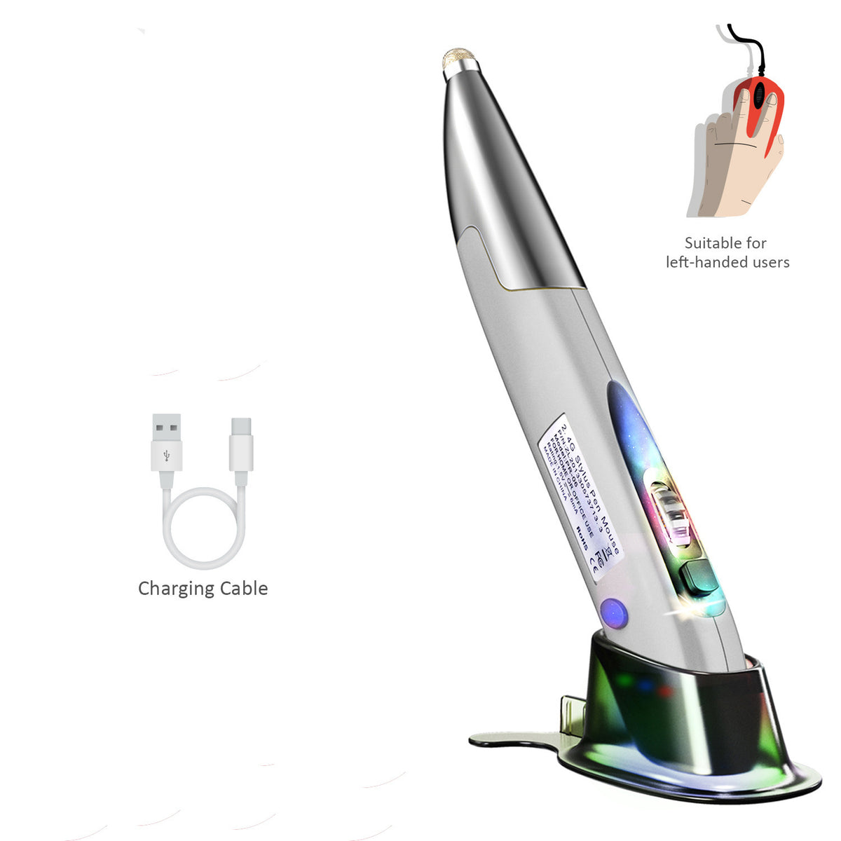 Personalized Creative Vertical Pen Mouse Silver