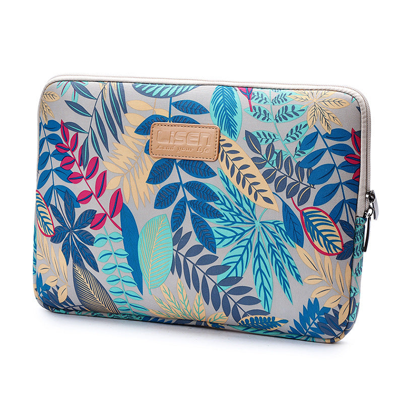 LISEN Colorful Leaf Notebook Sleeve Bag Inch 15.6 Inch Computer Bag Gray bottom