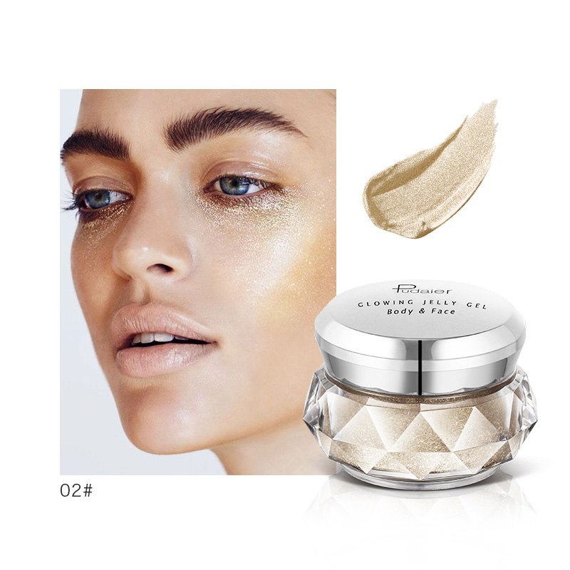 Face Highlighter Jelly Gel Mermaid Eyeshadow Glow Body Glitter Festival Makeup Iluminador Gold Liquid Highlighter Bronzer B