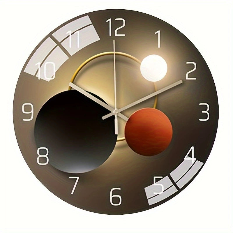 Tempered Glass Wall Clock Mute Living Room Clock Wall-mounted Decorative Clock 12 Inches Style 6