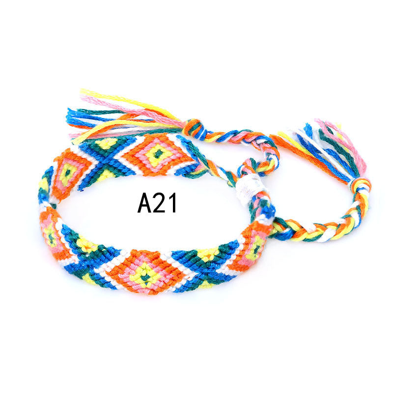 Nepal Ethnic Style Woven Rainbow Bracelet A21