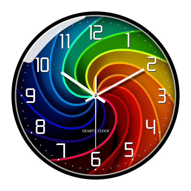 Creative Wall Clock Modern Simple Silent Clock Fashion Household Glass Clock Round Wall Clock picture color 12inches