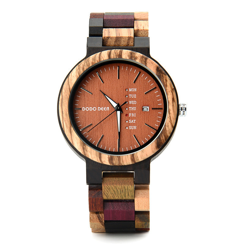 Wood Couple's European And American Style Calendar Watch A225 Men's