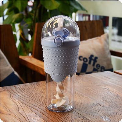 500ML Kids Plastic Water bottles Protein Shaker Blender Bottles with straw BPA Free Portable Sport My Water bottles Blue