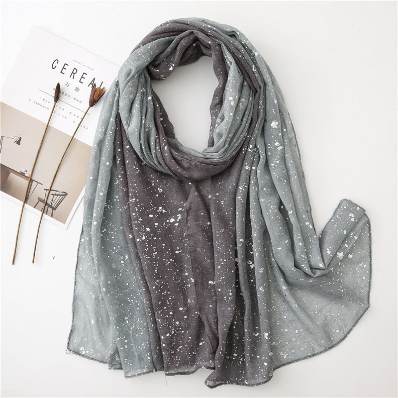 Hot Silver Gradient Personalized Scarf Thickened Warm Scarf Dual-use Shawl Gray Gradient 180X90CM