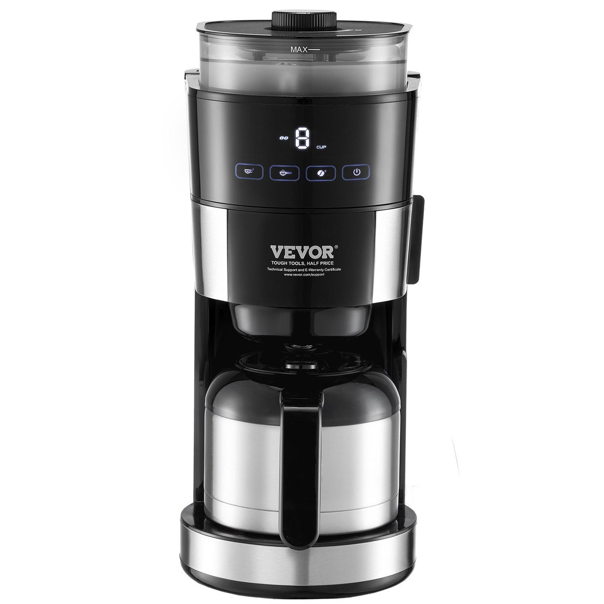 VEVOR 8-Cup Coffee Maker Drip Coffee Machine With 3 Brew Strength Control Black