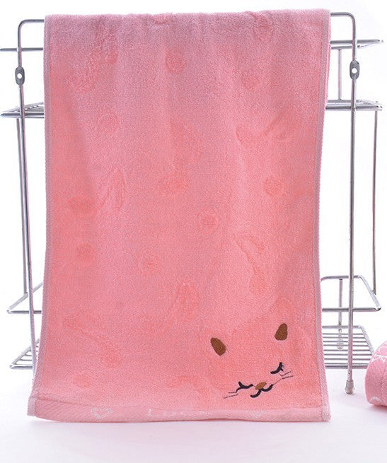 Bamboo Fiber Kitten Face Bath Towels Pink