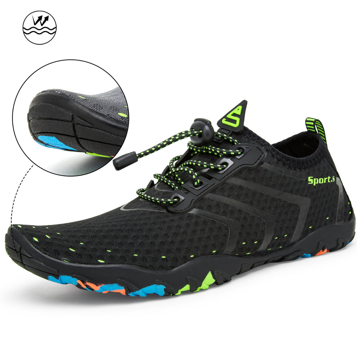 Light And Portable Beach Wading Shoes Black