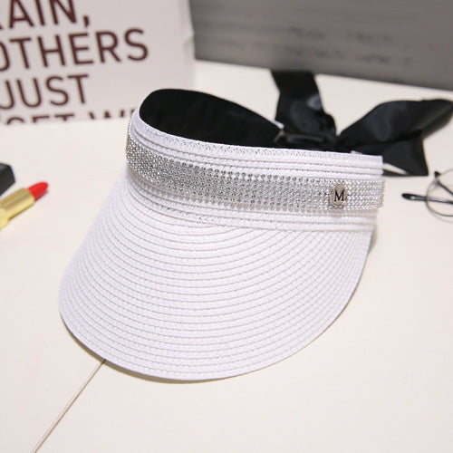 Straw top sun hat White Adjustable