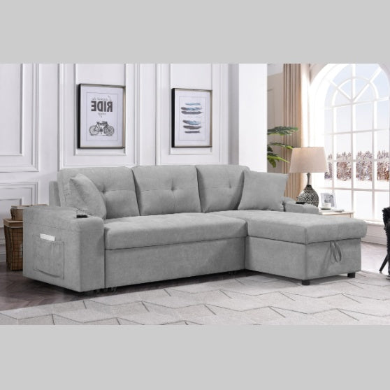 Convertible Sectional Sofa With Armrest Storage Light gray
