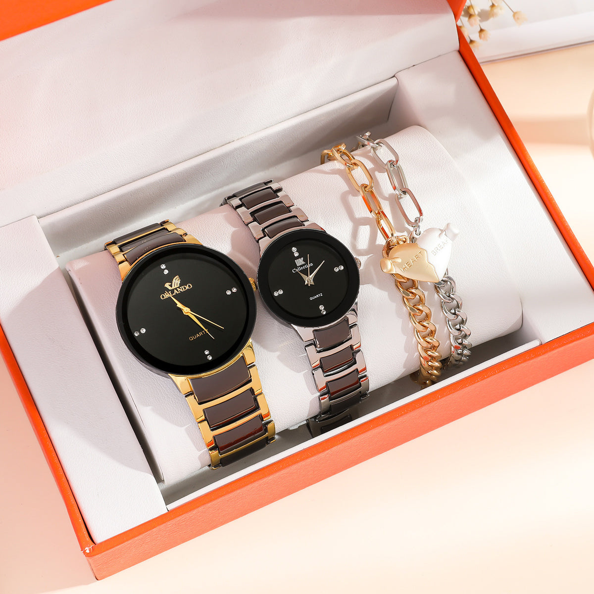 New Fashion Simple All-match Couple Watch Heart Bracelet Suit Style 2