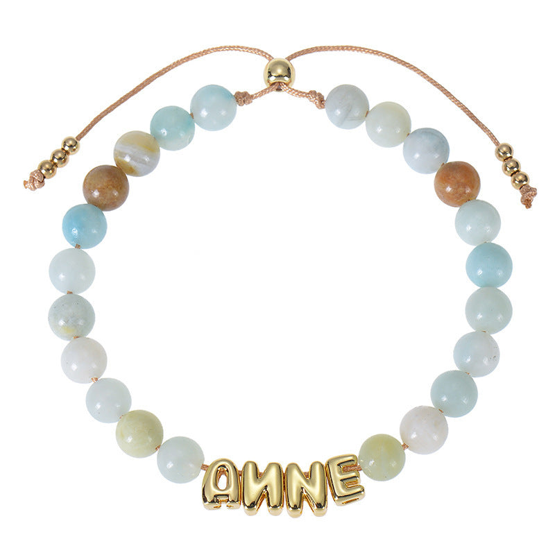 DIY Bubble Letter Bracelet Natural Stone Name Bracelet Amazon Stone