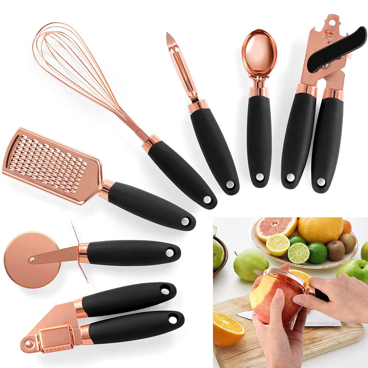 Stainless Steel Kitchen Gadgets 7 Piece Set Black 7piece set