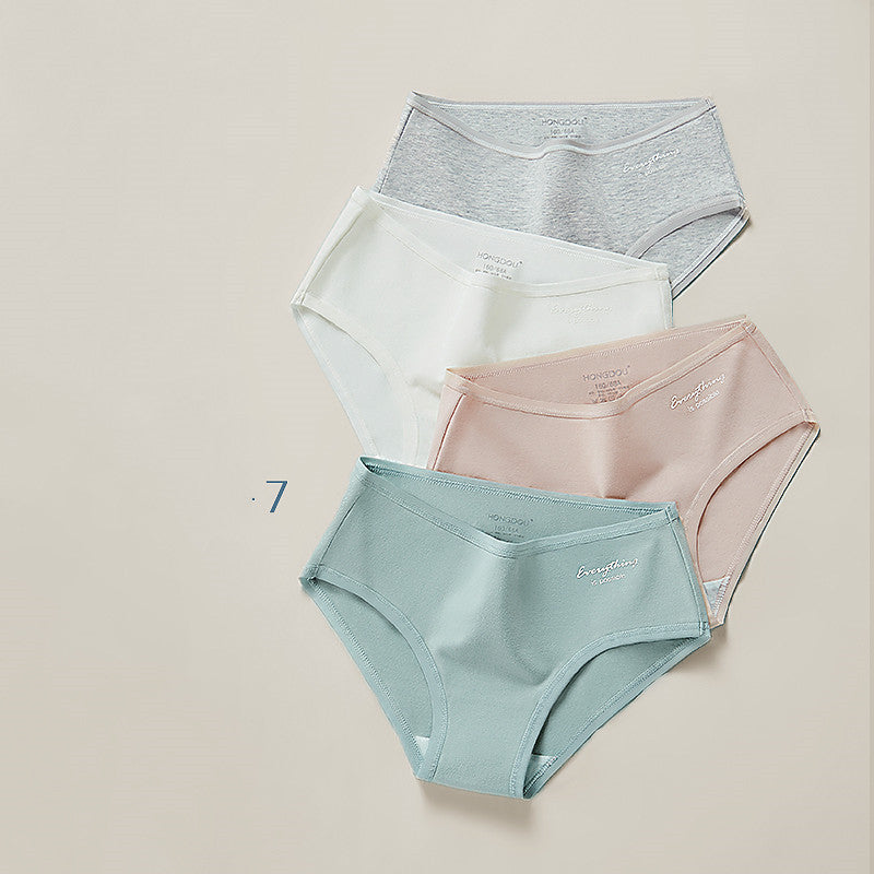 Ladies Mid Waist Underwear Women Pure Cotton 7 Style 4PCS