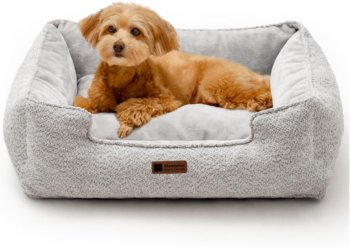 MEWOOFUN Medium Dog Bed - 31.5x23.6x9.5 Inch Washable Rectangle Pet Bed With Warming & Calming Features, Anti-Slip Bottom For Puppies WP162