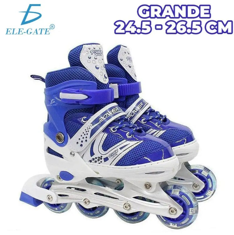Adjustable Inline Skates 6 Wheels With Protective Kit For Kids Size L Blue