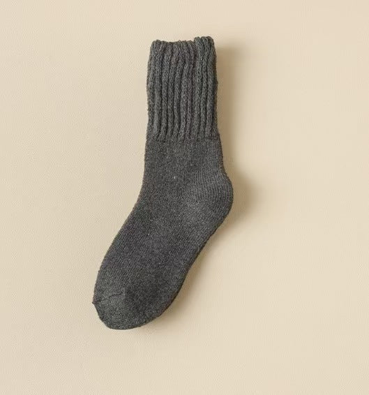 Wool Women's Medium Stockings Thickened Keep Warm Pure Color Dark Gray Free Size Simple Package