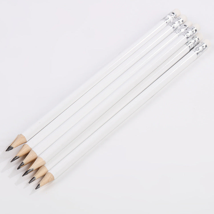 Primary School Stationery Set White Round Rod With Eraser Pencil