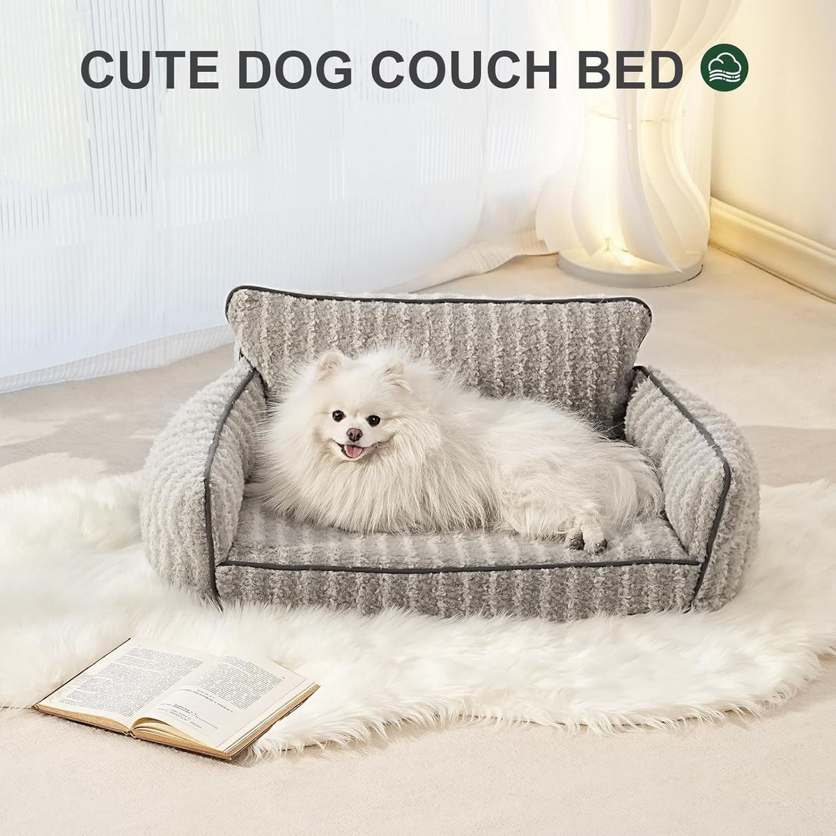 MEWOOFUN Orthopedic Pet Sofa - Supportive Bed For Small Medium Dogs & Cats, Anti-Slip Couch With Removable Cover, Grey, Large