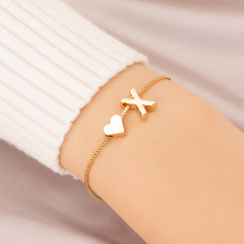 Bracelet Heart-shaped English Letters Letter X