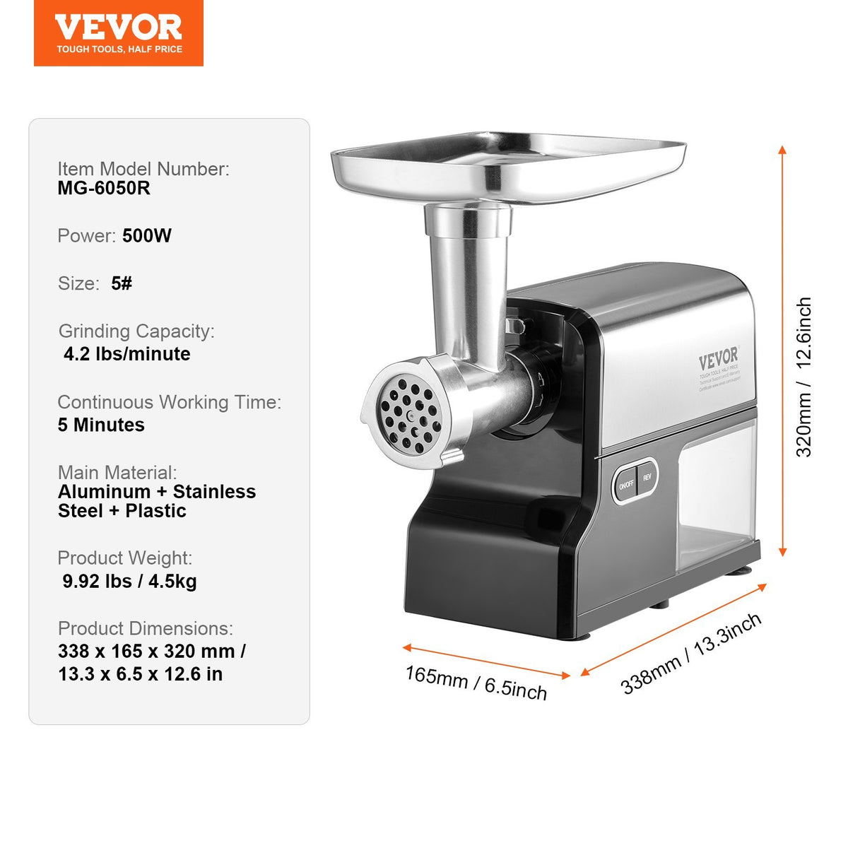 Electric Meat Grinder 4.2 Lbs Min Sausage Stuffer Maker For Home Kitchen