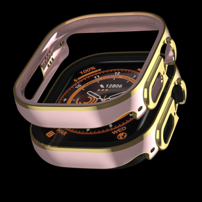 Protection Case AppleWatchUltra Case AppleWatch Two-color All-in-one Case Powder gold