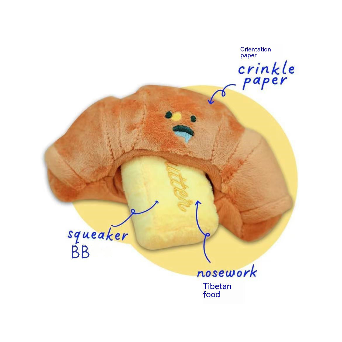 Pet Dog Sounding Plush Toy Butter Croissant