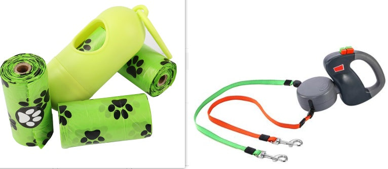 Retractable Dual Pet Dog Walking Leash Set