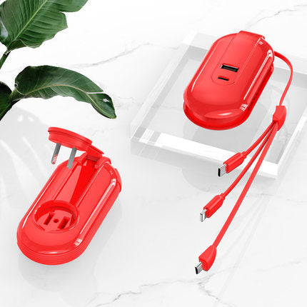 Mobile Phone Multifunctional One For Three Chargers Red 220V US