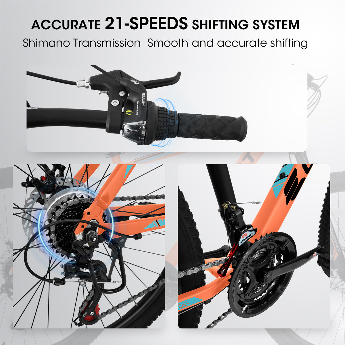 A26322 26-inch Mountain Bike Aluminum Frame Shock Absorbing Front Fork Bike 21-speed Disc Brake Mountain Bike