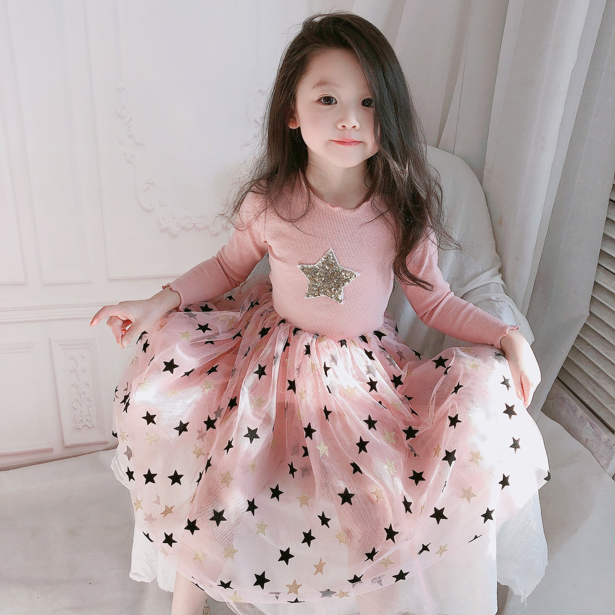 Girls' dresses 01Pink Star