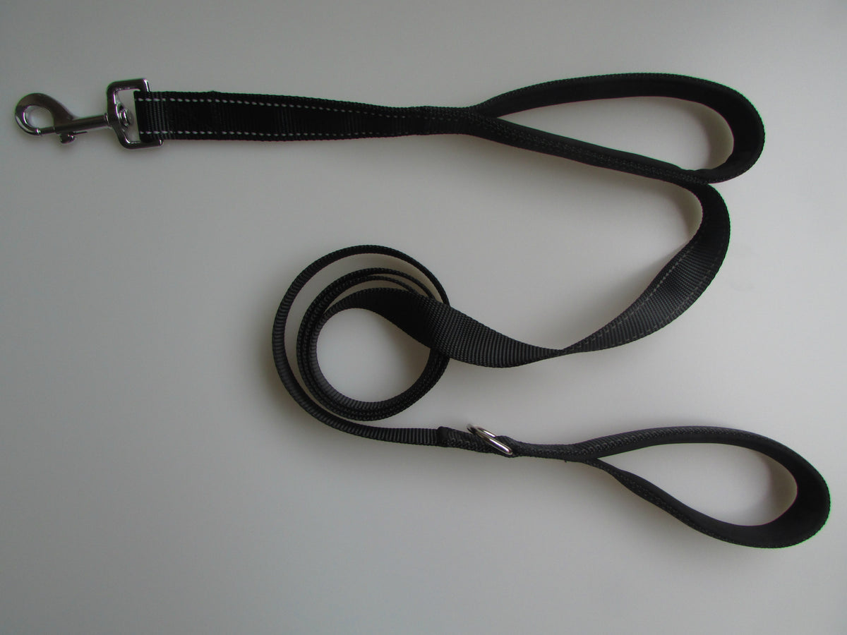 Pet Double Handle Pull Leash Black