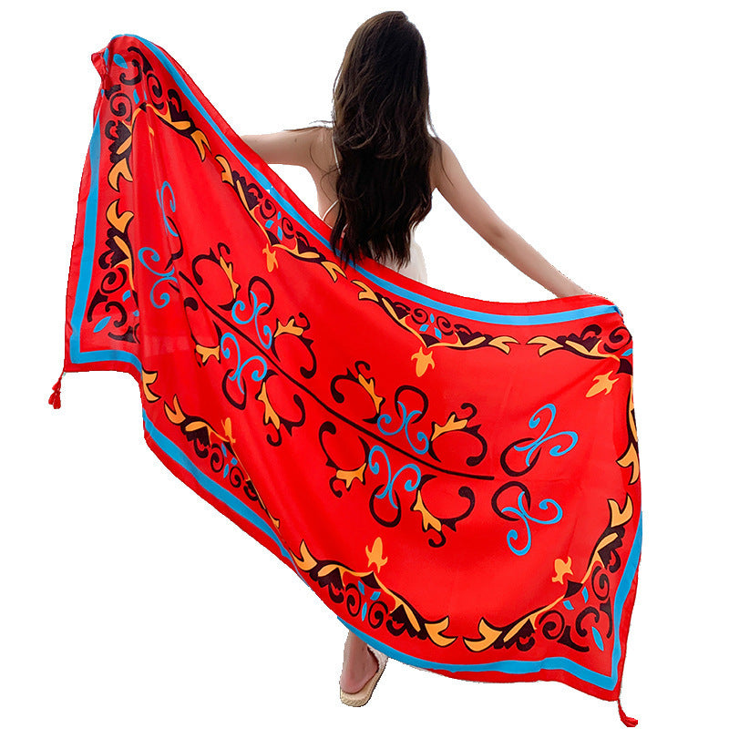 Sun-proof All-matching Shawl Beach Travel Dual-use Outdoor Beach Towel Image 01 180X90cm