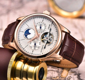 Men's automatic mechanical watch men's watch leather belt waterproof multi-function sports watch tourbillon watch