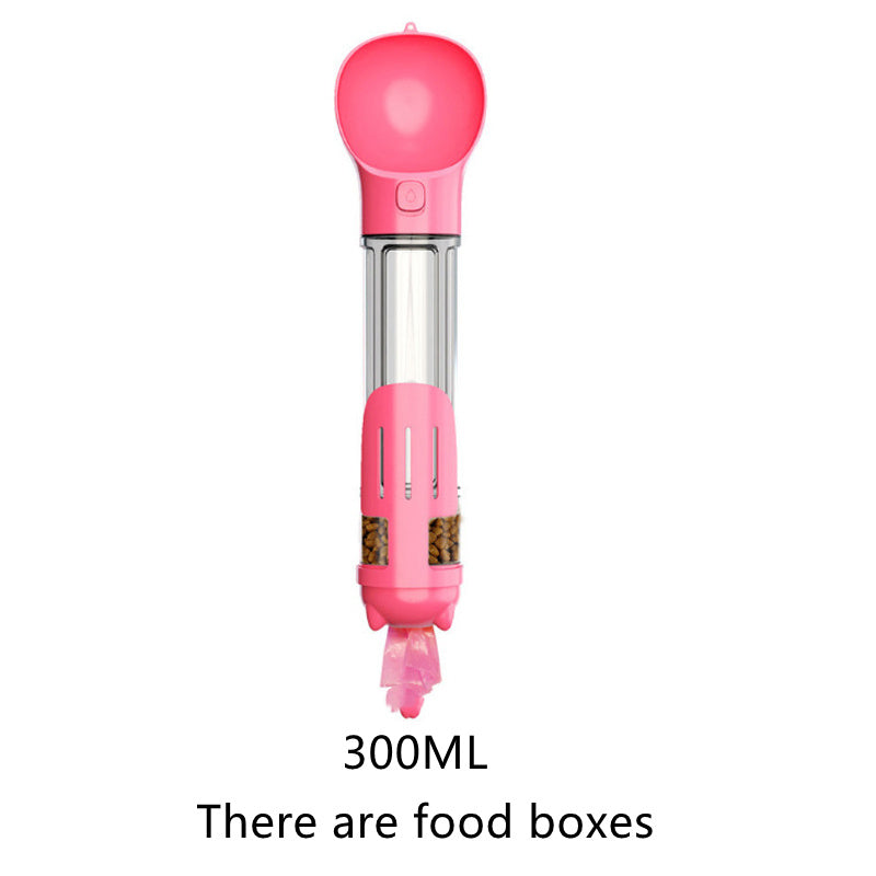 Pet Multi-functional Water Bottle 300ML has food box pink