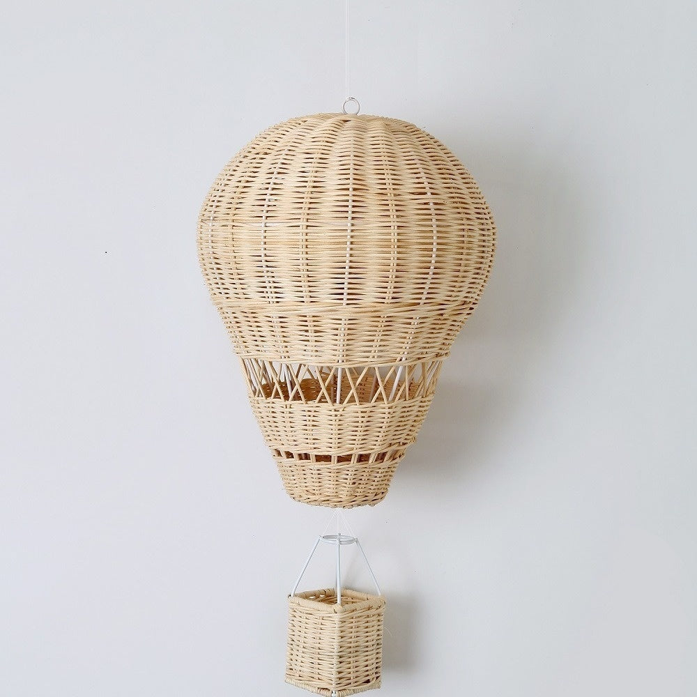 Handmade Woven Hot Air Balloon Decoration Children's Photography Props Wood Color Large Size 35x25