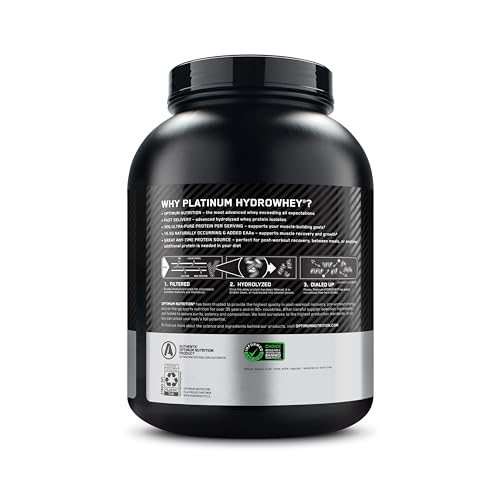 Optimum Nutrition Platinum Hydrowhey Protein Powder, 100% Hydrolyzed Whey Protein Isolate Powder, Flavor: Turbo Chocolate, 40 Servings, 3.61 Pounds (Packaging May Vary)