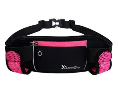 New outdoor sports running pockets multi-function kettle mobile phone pockets personal marathon belt pockets Rose Red 32X12CM