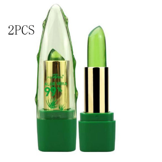 Aloe Vera Gel Color Changing Lipstick Gloss Moisturizer Anti-drying Desalination Fine-grain Lip Blam Care 2PCS