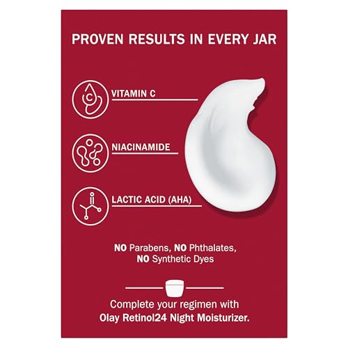Olay Vitamin C Face Moisturizer, Brightening Cream for Women, Instant Hydration, Evens Tone, Dark Spot & Hyperpigmentation Reduction, Glowing Skin Care - Niaciniamide, Lactic Acid, 1.7 Oz