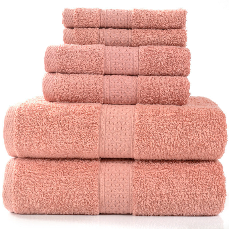 Cotton absorbent towel set of 3 pieces and 6 pieces Orange Q6pcs