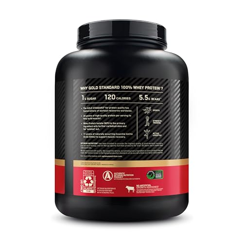 Optimum Nutrition Gold Standard 100% Whey Protein Powder, Double Rich Chocolate, 5 Pound (Packaging May Vary)