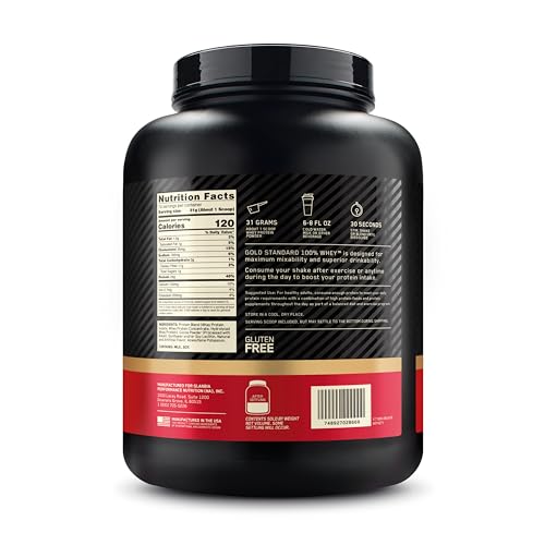 Optimum Nutrition Gold Standard 100% Whey Protein Powder, Double Rich Chocolate, 5 Pound (Packaging May Vary)