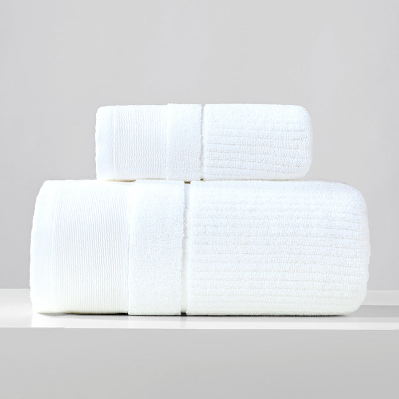Pure Cotton Towels Three-piece With Hand Bath Towel Class Vertical Line White 1 Bath Towel And 2 Towels